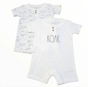 Two Rae Dunn Baby by Magenta 6-9m Dinosaur Roar Romper